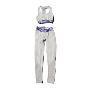 Gymshark Flex Leggings & Bra Tank Set Size XS Gray/Purple Excellent Condition